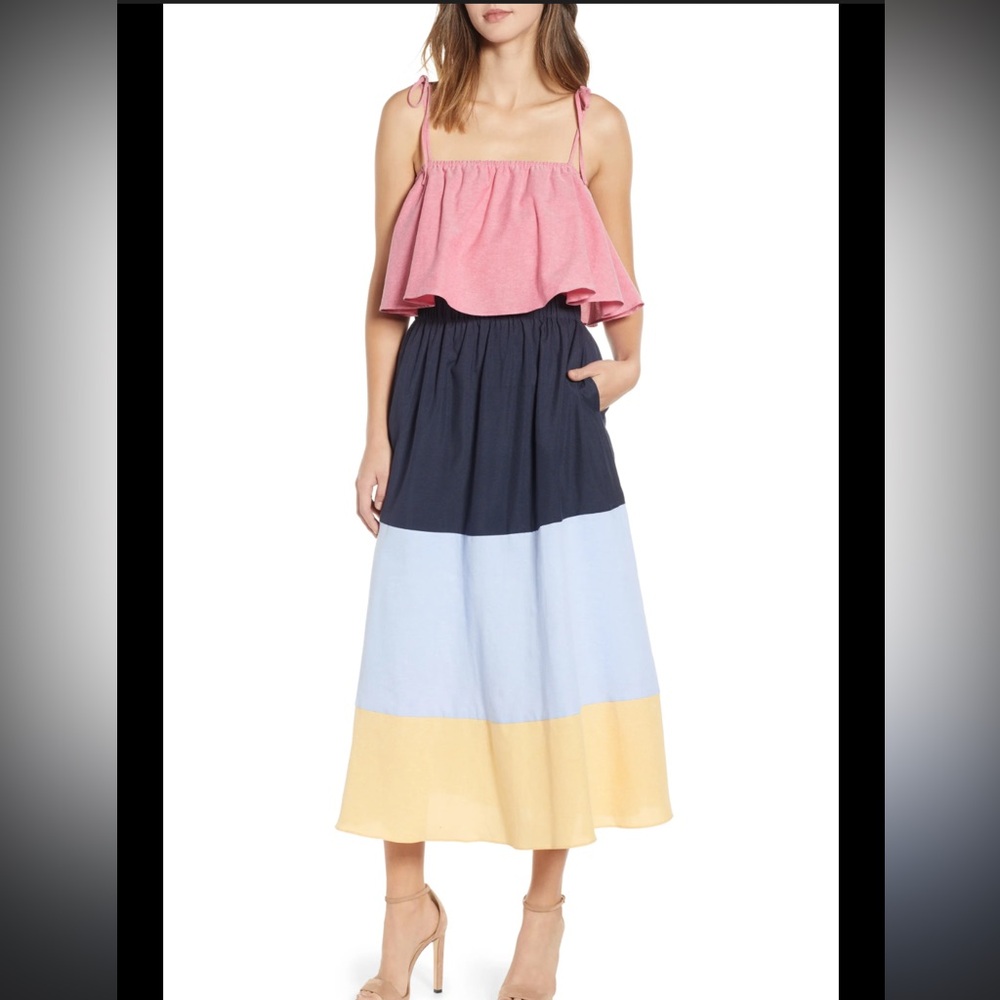 English Factory Colorblock Maxi dress - Pink, Black, Blue, Yellow
